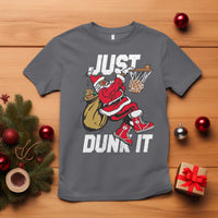 Funny Black Santa Christmas Basketball T Shirt Just Dunk It Xmas Sport - Wonder Print Shop