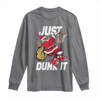 Funny Black Santa Christmas Basketball Long Sleeve Shirt Just Dunk It Xmas Sport - Wonder Print Shop