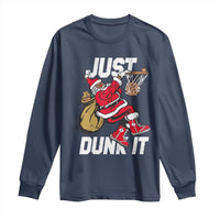 Funny Black Santa Christmas Basketball Long Sleeve Shirt Just Dunk It Xmas Sport - Wonder Print Shop