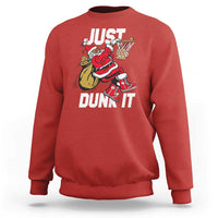 Funny Black Santa Christmas Basketball Sweatshirt Just Dunk It Xmas Sport - Wonder Print Shop