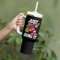 Funny Black Santa Christmas Basketball Tumbler With Handle Just Dunk It Xmas Sport - Wonder Print Shop