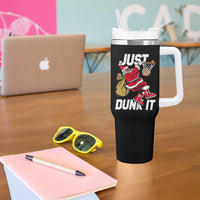 Funny Black Santa Christmas Basketball Tumbler With Handle Just Dunk It Xmas Sport - Wonder Print Shop