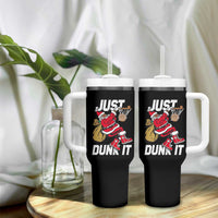 Funny Black Santa Christmas Basketball Tumbler With Handle Just Dunk It Xmas Sport - Wonder Print Shop