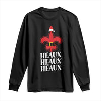 Funny Cajun Louisiana Christmas Long Sleeve Shirt Heaux Heaux Heaux New Orleans Santa Hat