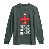 Funny Cajun Louisiana Christmas Long Sleeve Shirt Heaux Heaux Heaux New Orleans Santa Hat