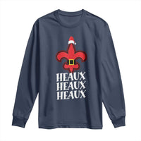 Funny Cajun Louisiana Christmas Long Sleeve Shirt Heaux Heaux Heaux New Orleans Santa Hat