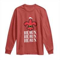 Funny Cajun Louisiana Christmas Long Sleeve Shirt Heaux Heaux Heaux New Orleans Santa Hat