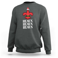 Funny Cajun Louisiana Christmas Sweatshirt Heaux Heaux Heaux New Orleans Santa Hat - Wonder Print Shop