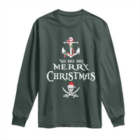Funny Christmas Pirate Long Sleeve Shirt Yo Ho Ho Merry Christmas Anchor Santa Skull