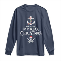 Funny Christmas Pirate Long Sleeve Shirt Yo Ho Ho Merry Christmas Anchor Santa Skull