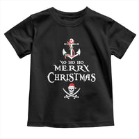 Funny Christmas Pirate Toddler T Shirt Yo Ho Ho Merry Christmas Anchor Santa Skull