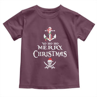 Funny Christmas Pirate Toddler T Shirt Yo Ho Ho Merry Christmas Anchor Santa Skull