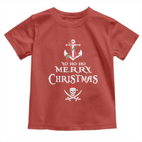 Funny Christmas Pirate Toddler T Shirt Yo Ho Ho Merry Christmas Anchor Santa Skull