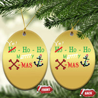 Funny Xmas Pirate Christmas Ornament Yo Ho Ho Marrrrry X-Mas Anchor Santa Hat - Wonder Print Shop