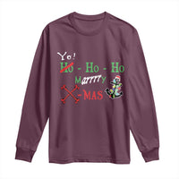 Funny Christmas Pirate Long Sleeve Shirt Yo Ho Ho Marrrrry X-Mas Anchor Santa Hat