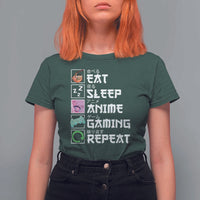 Eat Sleep Anime Gaming Repeat T Shirt For Women Kawaii Otaku Anime Manga