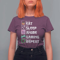 Eat Sleep Anime Gaming Repeat T Shirt For Women Kawaii Otaku Anime Manga