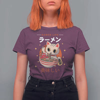 Funny Japanese Kawaii Cat Neko Ramen T Shirt For Women