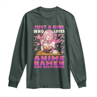 Funny Just A Girl Who Loves Anime Ramen And Sketching Long Sleeve Shirt Otaku Japanese Kawaii Anime Girl