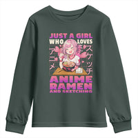 Funny Just A Girl Who Loves Anime Ramen And Sketching Youth Sweatshirt Otaku Japanese Kawaii Anime Girl
