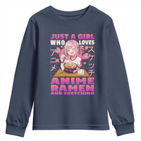 Funny Just A Girl Who Loves Anime Ramen And Sketching Youth Sweatshirt Otaku Japanese Kawaii Anime Girl