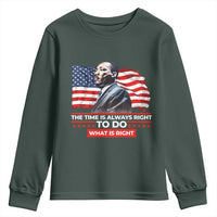 MLK Day The Time Is Always Right To Do What Is Right Youth Sweatshirt Martin Luther King American Flag Black History Month