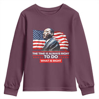 MLK Day The Time Is Always Right To Do What Is Right Youth Sweatshirt Martin Luther King American Flag Black History Month