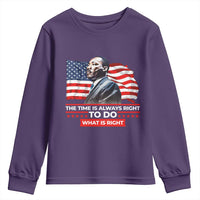 MLK Day The Time Is Always Right To Do What Is Right Youth Sweatshirt Martin Luther King American Flag Black History Month