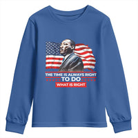 MLK Day The Time Is Always Right To Do What Is Right Youth Sweatshirt Martin Luther King American Flag Black History Month