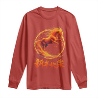 Year of The Fire Horse 2026 Long Sleeve Shirt Chinese Zodiac Lunar New Year - Wonder Print Shop