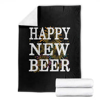 Funny Happy New Beer New Year Throw Blanket NYE Party Beer Lover Firework - Wonder Print Shop