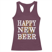 Funny Happy New Beer New Year Racerback Tank Top NYE Party Beer Lover Firework - Wonder Print Shop