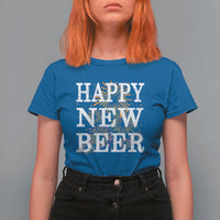 Funny Happy New Beer New Year T Shirt For Women NYE Party Beer Lover Firework - Wonder Print Shop