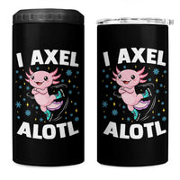 Funny Axolotl Ice Skating 4 in 1 Can Cooler Tumbler I Axel Alotl Winter Sport - Wonder Print Shop