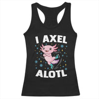Funny Axolotl Ice Skating Racerback Tank Top I Axel Alotl Winter Sport - Wonder Print Shop