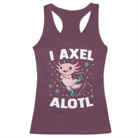 Funny Axolotl Ice Skating Racerback Tank Top I Axel Alotl Winter Sport - Wonder Print Shop