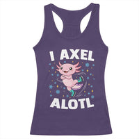 Funny Axolotl Ice Skating Racerback Tank Top I Axel Alotl Winter Sport - Wonder Print Shop