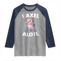 Funny Axolotl Ice Skating Raglan Shirt I Axel Alotl Winter Sport - Wonder Print Shop