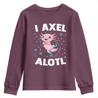 Funny Axolotl Ice Skating Youth Sweatshirt I Axel Alotl Winter Sport - Wonder Print Shop