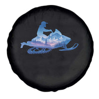 Snowmobile Snow Mountain Forest Snowmobiling Winter Sport Spare Tire Cover - Wonder Print Shop