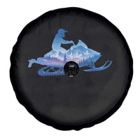 Snowmobile Snow Mountain Forest Snowmobiling Winter Sport Spare Tire Cover - Wonder Print Shop