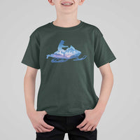 Snowmobile Snow Mountain Forest Snowmobiling Winter Sport T Shirt For Kid - Wonder Print Shop