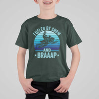 Funny Snowmobile T Shirt For Kid Fueled By Snow And Braaap Winter Sports - Wonder Print Shop