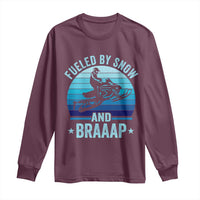 Funny Snowmobile Long Sleeve Shirt Fueled By Snow And Braaap Winter Sports - Wonder Print Shop