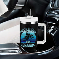 Funny Snowmobile Tumbler With Handle Fueled By Snow And Braaap Winter Sports - Wonder Print Shop