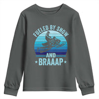 Funny Snowmobile Youth Sweatshirt Fueled By Snow And Braaap Winter Sports - Wonder Print Shop