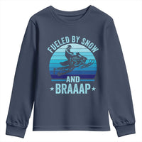 Funny Snowmobile Youth Sweatshirt Fueled By Snow And Braaap Winter Sports - Wonder Print Shop