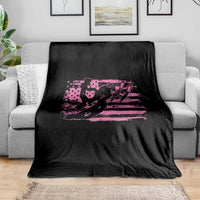 Snowmobile Snowcross Girls Pink American Flag Throw Blanket - Wonder Print Shop