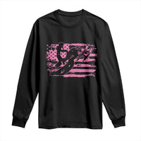 Snowmobile Snowcross Girls Pink American Flag Long Sleeve Shirt - Wonder Print Shop