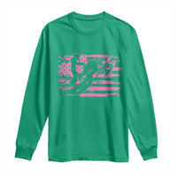 Snowmobile Snowcross Girls Pink American Flag Long Sleeve Shirt - Wonder Print Shop